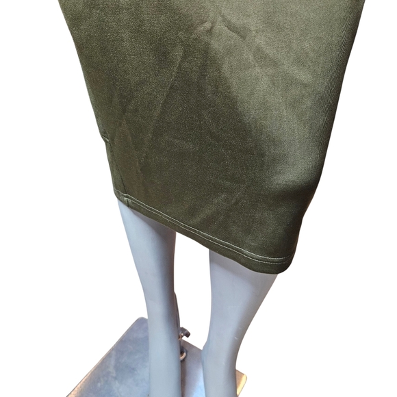 Hera Collection Midi Pencil Skirt Olive Army Green Hidden Zipper size Small - Picture 6 of 9